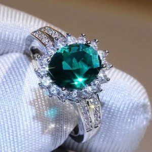 925/18K WHITEGOLD DIA EMERALD RING S9